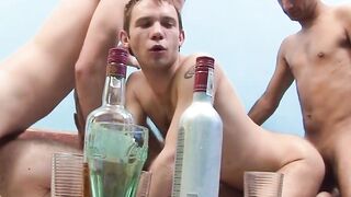 Homosexual foursome bareback with skinny guys