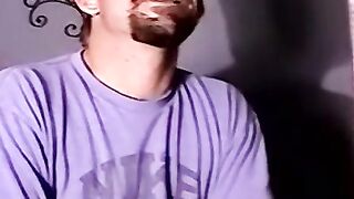 Straight bear boy unloading the cum from his balls