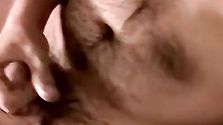 Straight bear boy unloading the cum from his balls