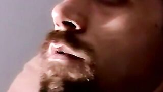 Straight bear boy unloading the cum from his balls