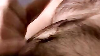 Straight bear boy unloading the cum from his balls