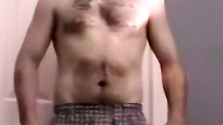 Straight bear boy unloading the cum from his balls