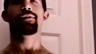 Straight bear boy unloading the cum from his balls