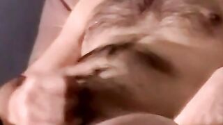 Straight bear boy unloading the cum from his balls