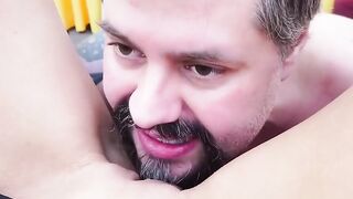 Unattractive older woman with tiny hooters point of view