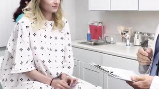 Naughty nurse Jessica Ryan teases Kyler Quinn into fucking with her and doctor