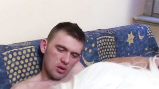 Blonde crossdresser fucks anally without a condom