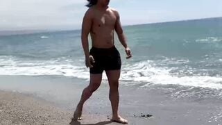 Adorable Phillipine jock tugs his throbbing cock during an interview