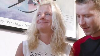 Petite old ex-wife and her hubby at the casting