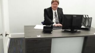 Insatiable MILF Sasha Pearl takes a big load from a collage at work