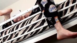 Sexy Wiley strokes out his cum and dumps it on his heel after jerking off