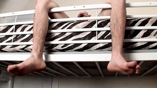 Sexy Wiley strokes out his cum and dumps it on his heel after jerking off
