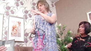 Crazy housewives seduce guys inside a 3 way