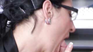 Family sex inside the office with a German role play