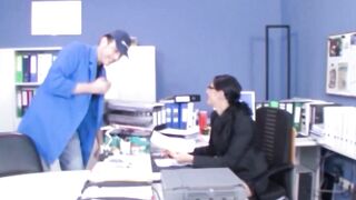 Family sex inside the office with a German role play