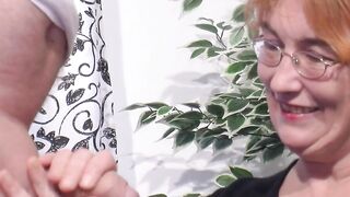 Old German housewife undergoing sex therapy