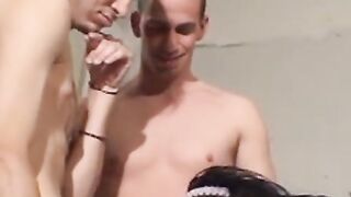Young men pound hot brunette babe in hardcore foursome