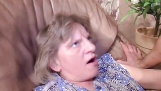 Lonely old woman gets to screwed inside a 3 way