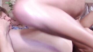 Lonely old woman gets to screwed inside a 3 way