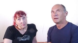 Old ginger housewife inside her first MMF three-way