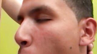 Young Latinos jerk off and suck each other before cumming