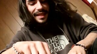 Good looking homo Devin Reynolds caresses his hairy tool