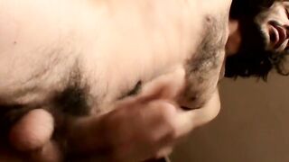 Good looking homo Devin Reynolds caresses his hairy tool