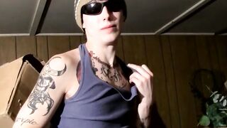Skinny tattooed straighty Blinx working on his solid cock