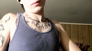 Skinny tattooed straighty Blinx working on his solid cock