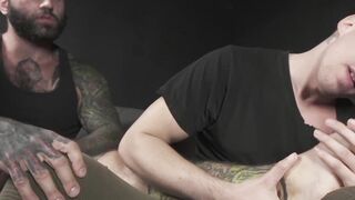 Gay hunks are foot licking each other while jerking off