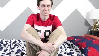 Slim twink Jacob milking his meat pole until burst of jizz