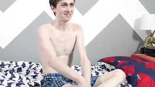 Slim twink Jacob milking his meat pole until burst of jizz
