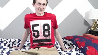 Slim twink Jacob milking his meat pole until burst of jizz