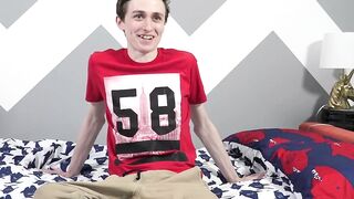 Slim twink Jacob milking his meat pole until burst of jizz