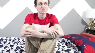 Slim twink Jacob milking his meat pole until burst of jizz