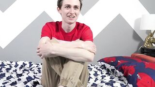 Slim twink Jacob milking his meat pole until burst of jizz
