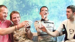 Homosexual men inside a foursome without rubbers