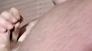 Chubby guy jerks off and makes his dick hard