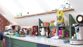 Short-haired German housewife wants kitchen sex