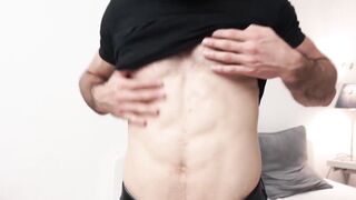 Perfect body hunk Sam Cuthan has his big cock jerked off