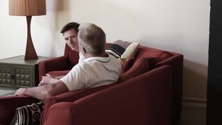 Kinky twink rides stepdads big fat cock after sloppy blowjob