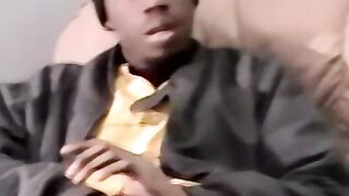 Straight black ghetto thug jerks off BBC and cum blasts solo