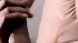 Straight black ghetto thug jerks off BBC and cum blasts solo