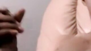 Straight black ghetto thug jerks off BBC and cum blasts solo