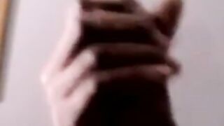 Straight black ghetto thug jerks off BBC and cum blasts solo