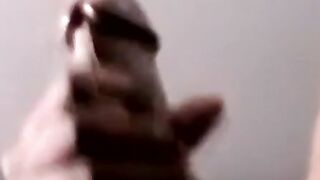Straight black ghetto thug jerks off BBC and cum blasts solo
