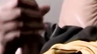 Straight black ghetto thug jerks off BBC and cum blasts solo