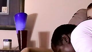 Amateur wanks off and gets sucked by fat black mature