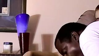 Amateur wanks off and gets sucked by fat black mature