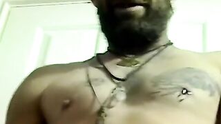 Fat amateur guy blows hairy cock and receives a big load